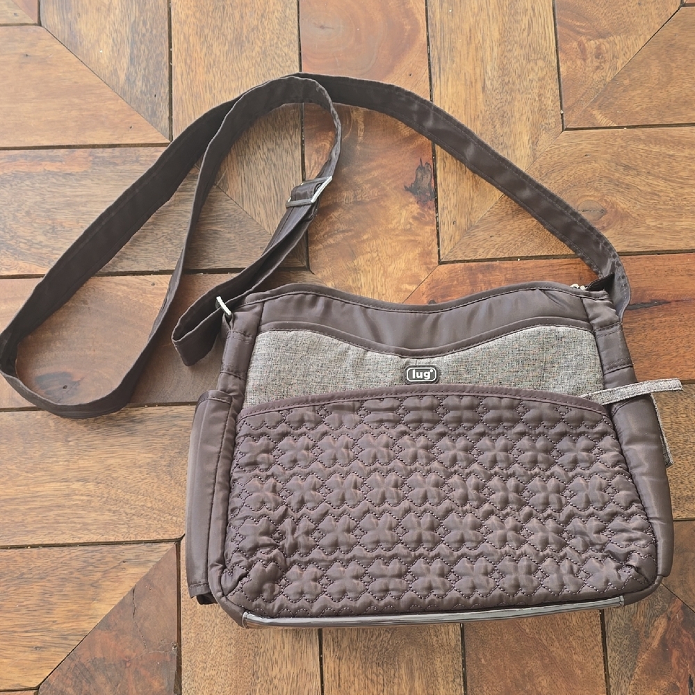 Lug Quilted Messenger Crossbody Bag - Brown